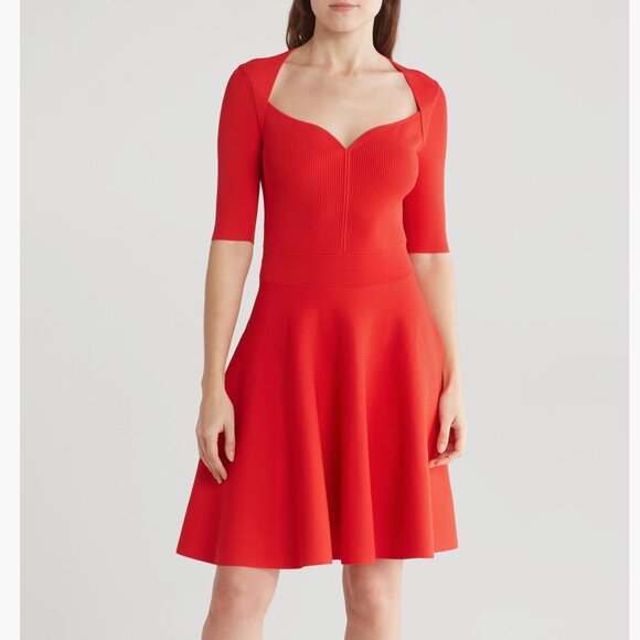 NWT Ted Baker London Milly Sweetheart Sweater Dress 3 (fits like 8 US), RED - Picture 1 of 4